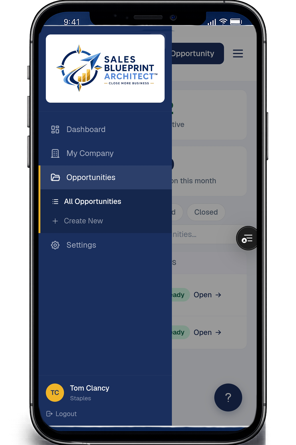 Sales Blueprint Architect on a phone